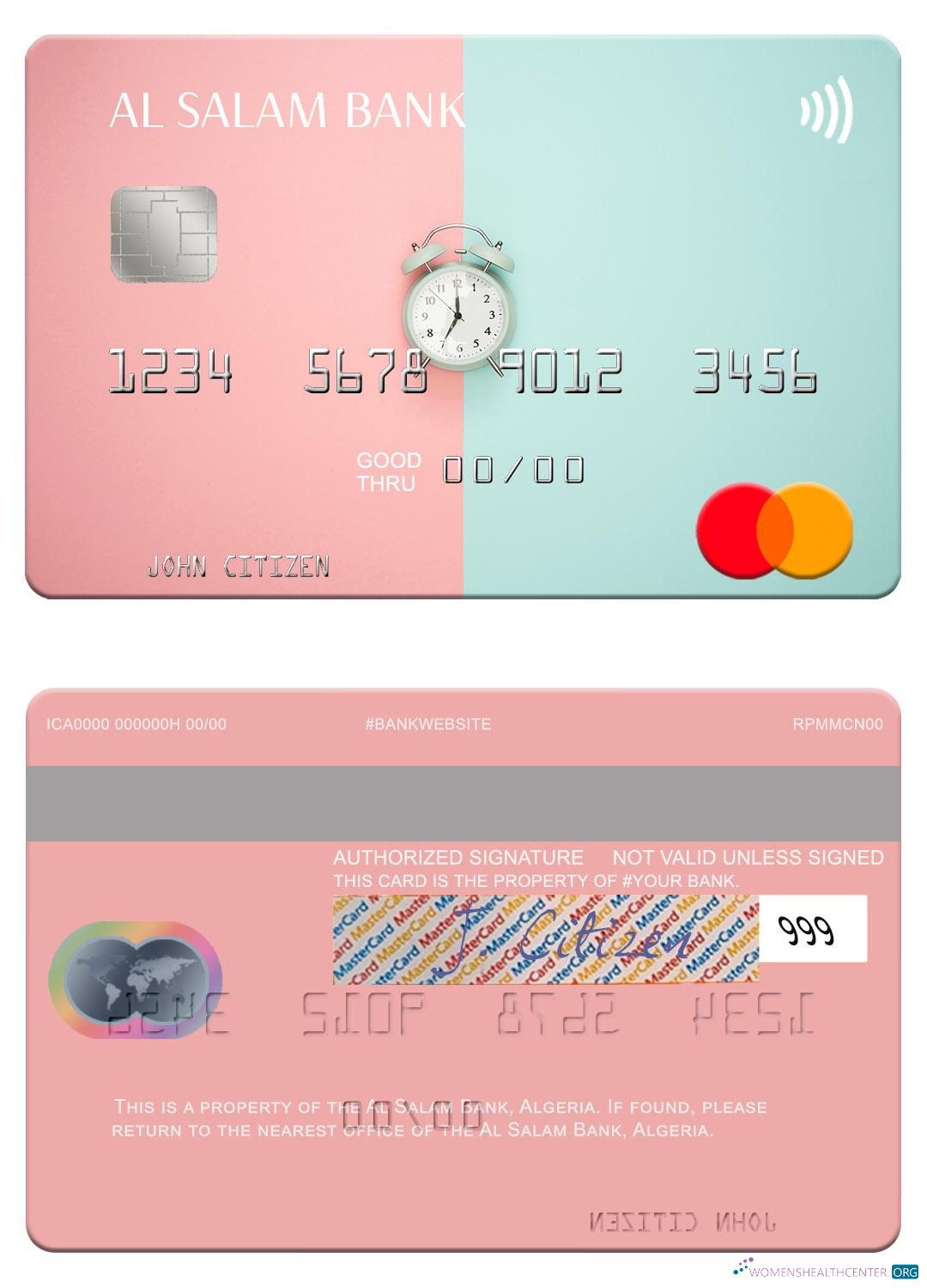 Download Algeria Al Salam Bank mastercard Photoshop template